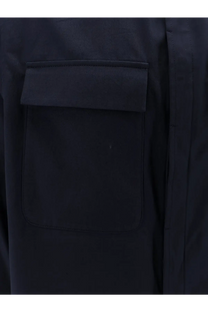 Hevò men’s specchiolla blue cotton shirt with dark navy fabric pocket and flap closure stitched on the side