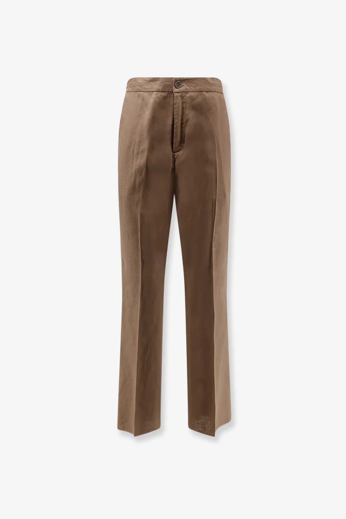 Hevò men’s torre chianca brown cotton trousers with straight-leg cut and subtle front pleats