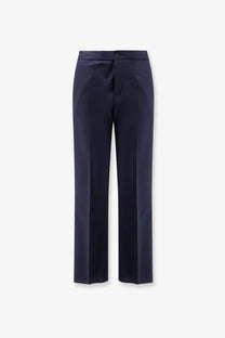 Hevò men’s torre chianca wool blend navy blue straight-leg trousers with sleek tailored fit and subtle creases