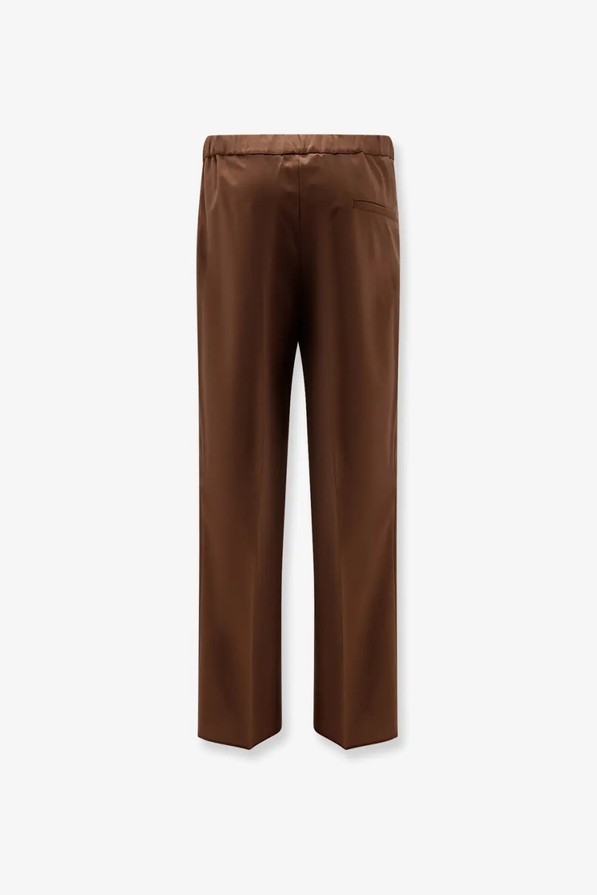 Hevò men’s torre chianca brown wool blend trousers with relaxed fit and elastic waistband