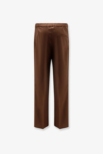 Hevò men’s torre chianca brown wool blend trousers with relaxed fit and elastic waistband