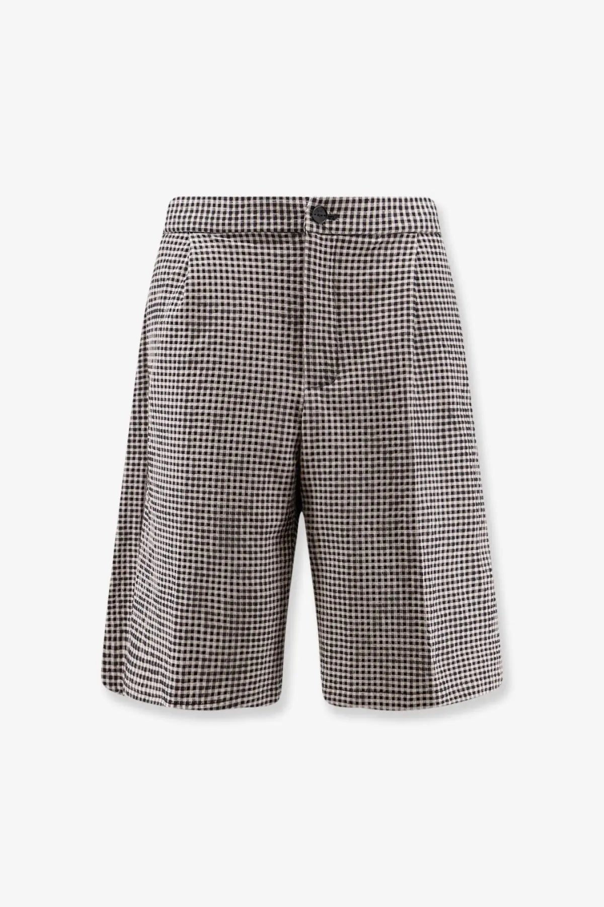Hevò men’s torre lapillo black and white checkered cotton shorts with button closure perfect for casual wear