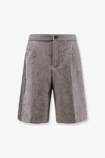 Hevò men’s torre lapillo black and white checkered cotton shorts with button closure perfect for casual wear
