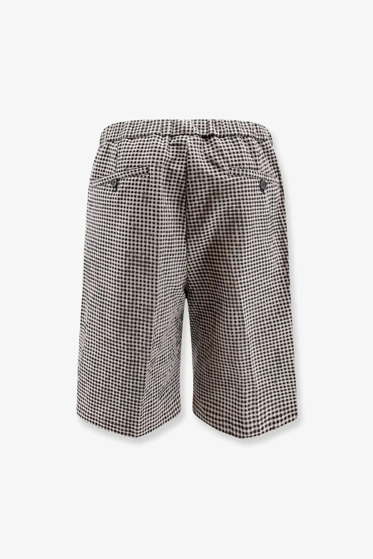 Hevò men’s torre lapillo black checked shorts with elastic waistband in black and white checkered pattern