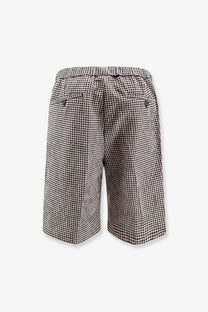 Hevò men’s torre lapillo black checked shorts with elastic waistband in black and white checkered pattern