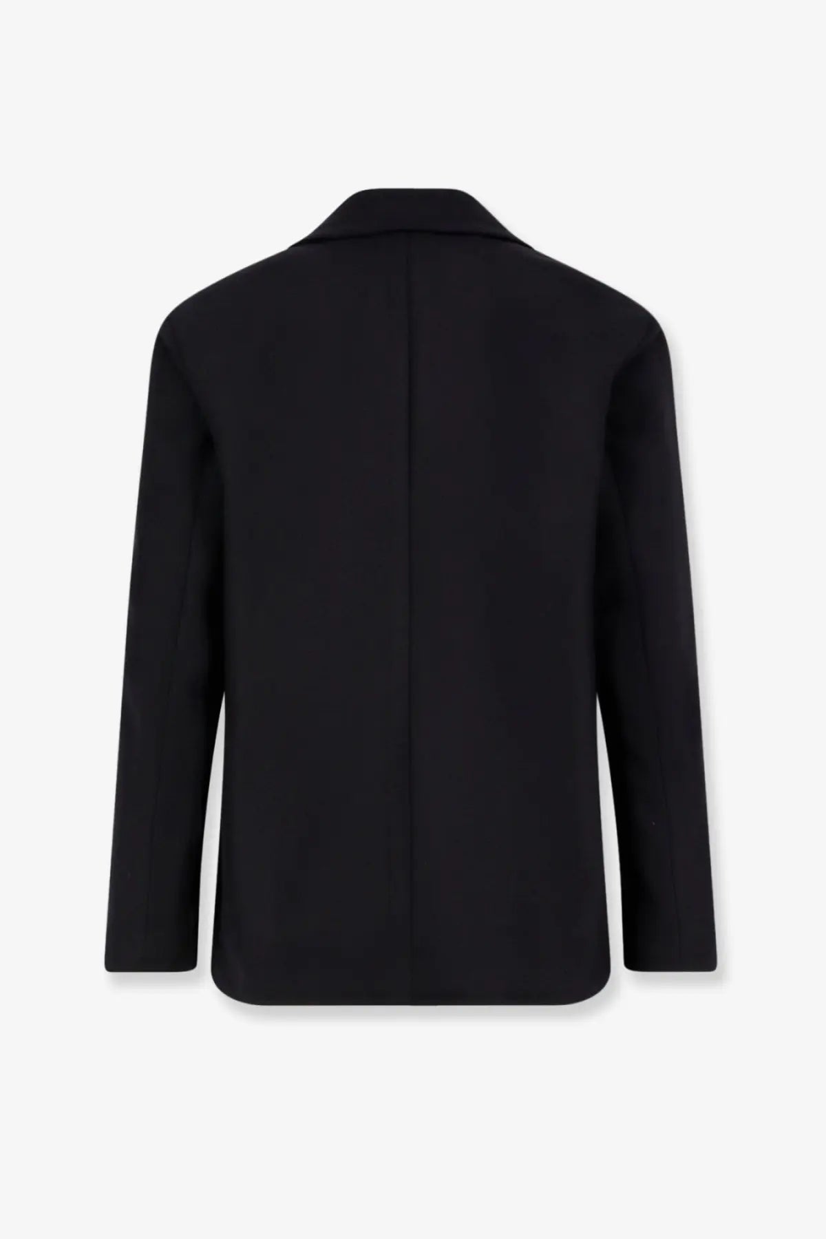 Hevò men’s trani double breasted wool blend coat blue with structured shoulders and sleek minimalist black tailored blazer design