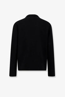 Hevò men’s verdemare black wool coat with long sleeves classic collar and tailored fit front view