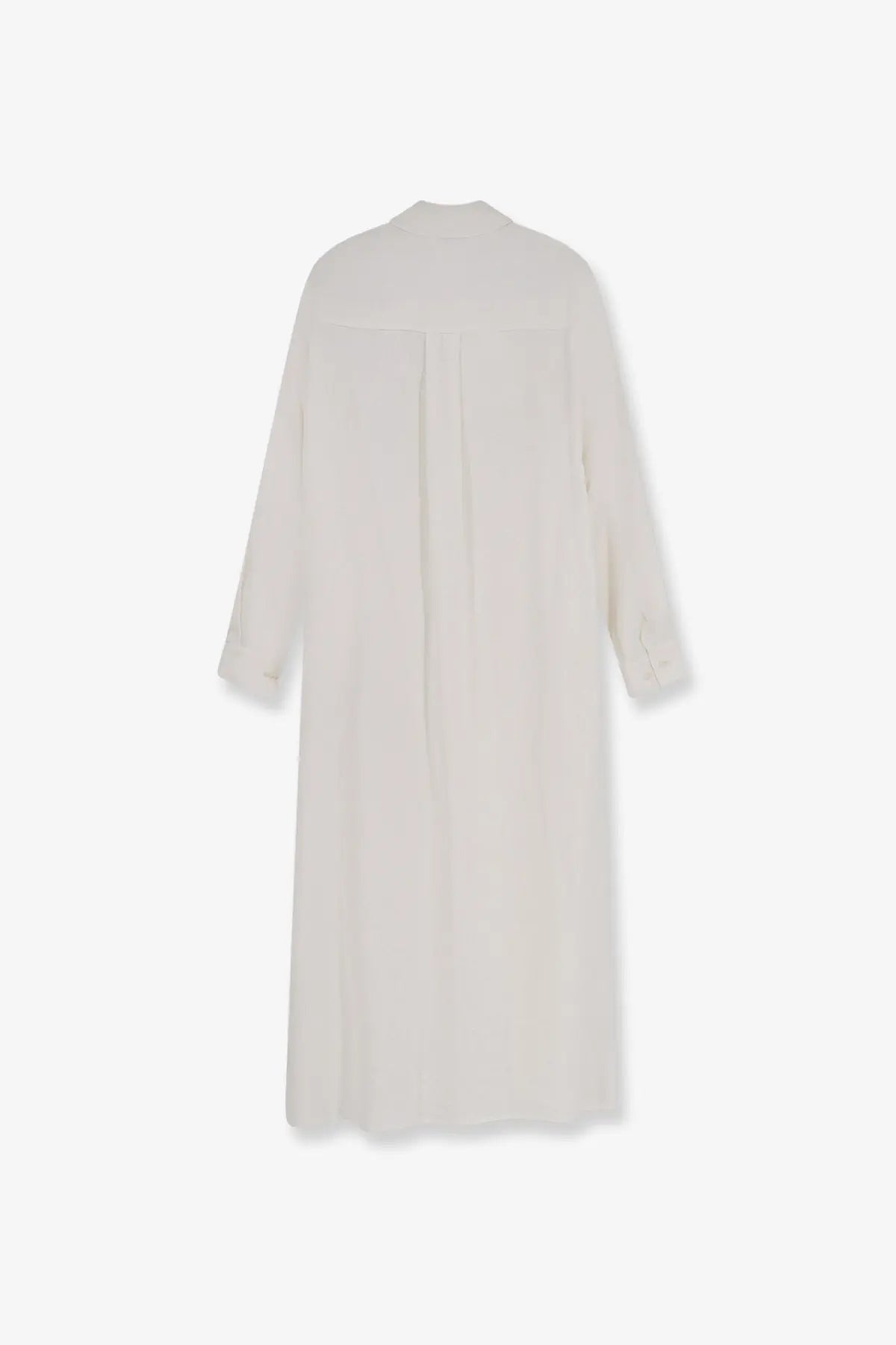 Hevò women’s arigliano linen and viscose chemisier dress white flowing off-white long-sleeved relaxed fit back view