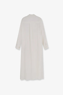 Hevò women’s arigliano linen and viscose chemisier dress white flowing off-white long-sleeved relaxed fit back view