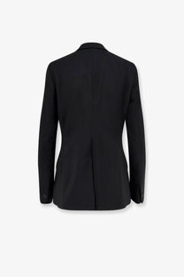 Hevò women’s frigole black tailored blazer with sleek structured silhouette and subtle seam detailing in virgin sheeps wool