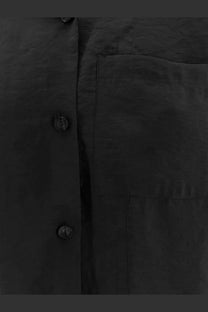 Hevò women’s novoli black button-up shirt made from modal blend with subtle stitching and dark buttons