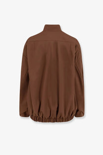 Hevò women’s porto selvaggio brown wool blend jacket with relaxed fit softly structured design and elasticated hem