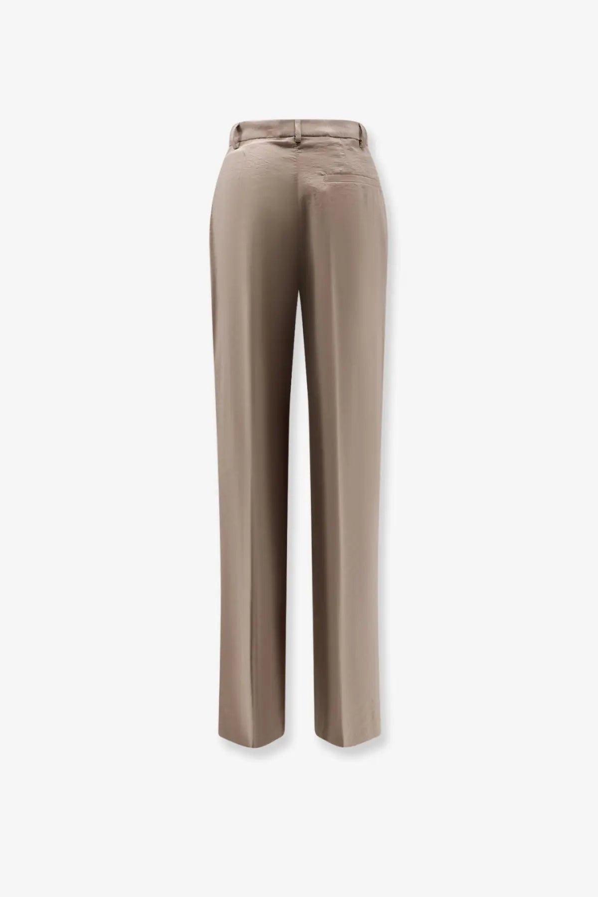 Bevò women’s beige modal and polyester straight-leg trousers with a tailored fit and subtle back creasing visible