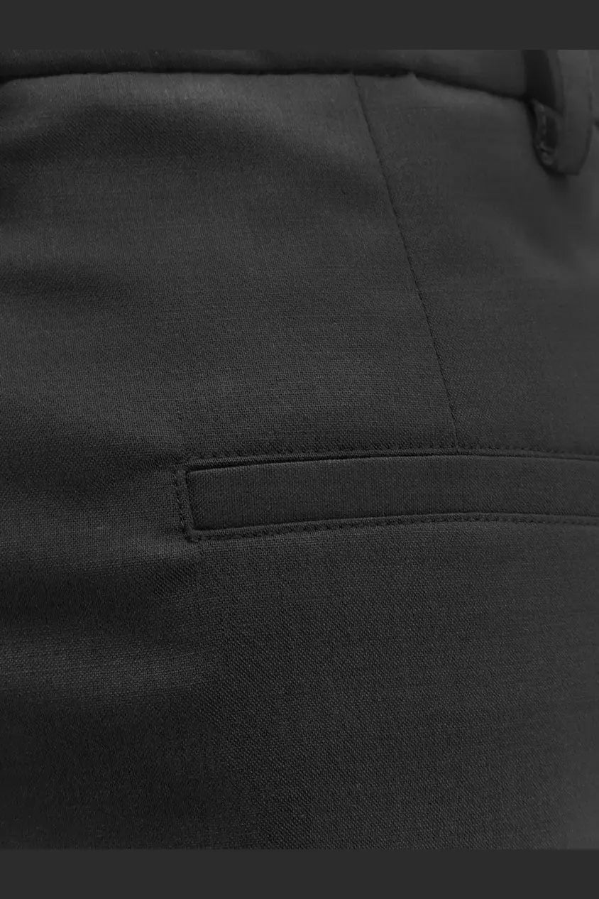 Hevò women’s torreveneri black wool blend trousers with subtle woven pattern and stitched pocket detail
