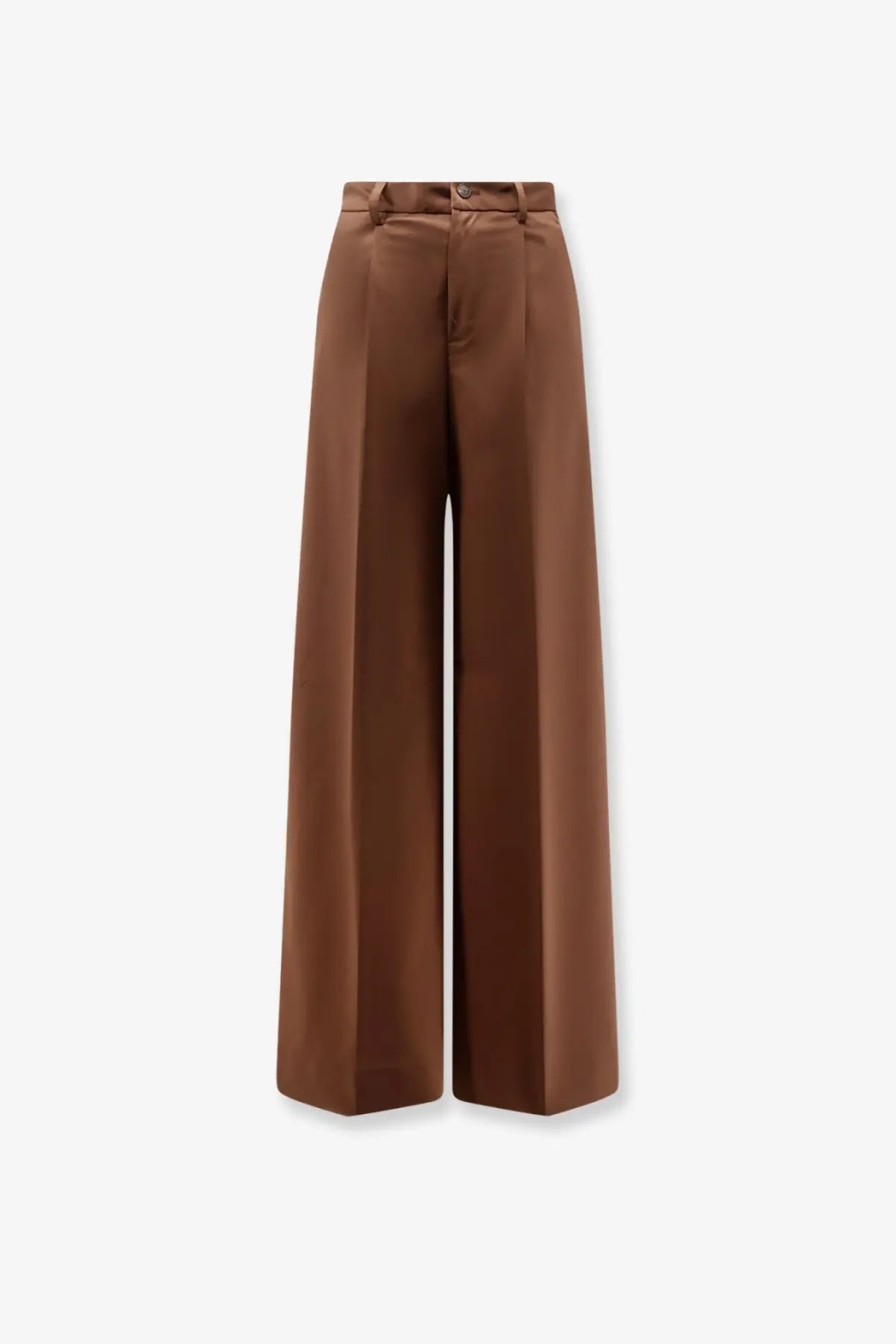 Brown satin wide-leg high waist trousers with front pleats hevò women’s torreveneriwool blend trousers brown