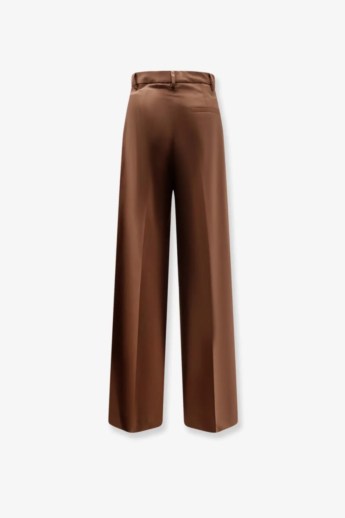 Hevò women’s torreveneriwool blend brown satin wide-leg trousers with high waist and subtle creases