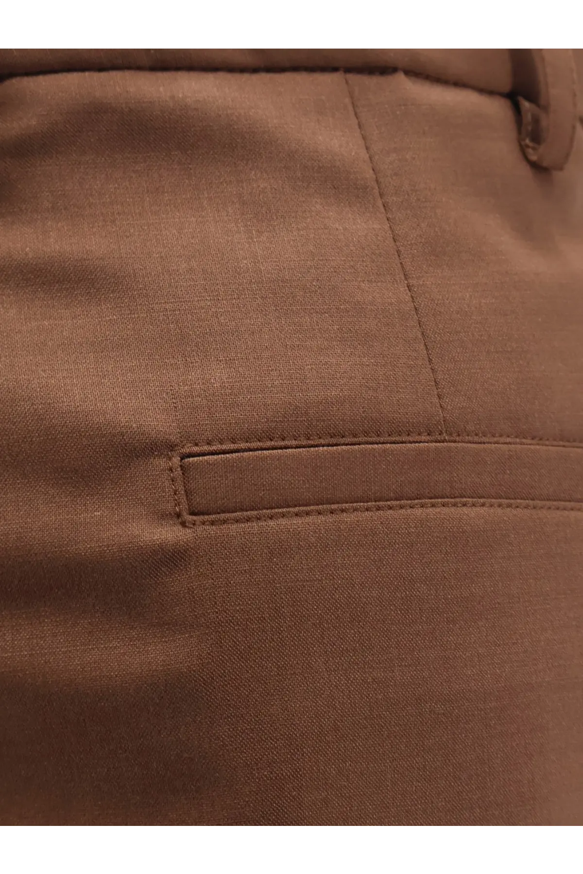 Hevò women’s torreveneriwool blend trousers brown with subtle texture and neatly stitched pocket in brown woven fabric
