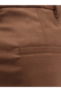 Hevò women’s torreveneriwool blend trousers brown with subtle texture and neatly stitched pocket in brown woven fabric