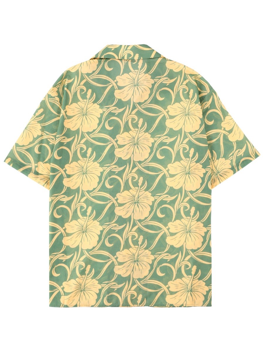 Drôle de Monsieur Men's Hibiscus Monogramme Shirt Green