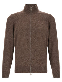 Brunello Cucinelli High Neck Cardigan Brown