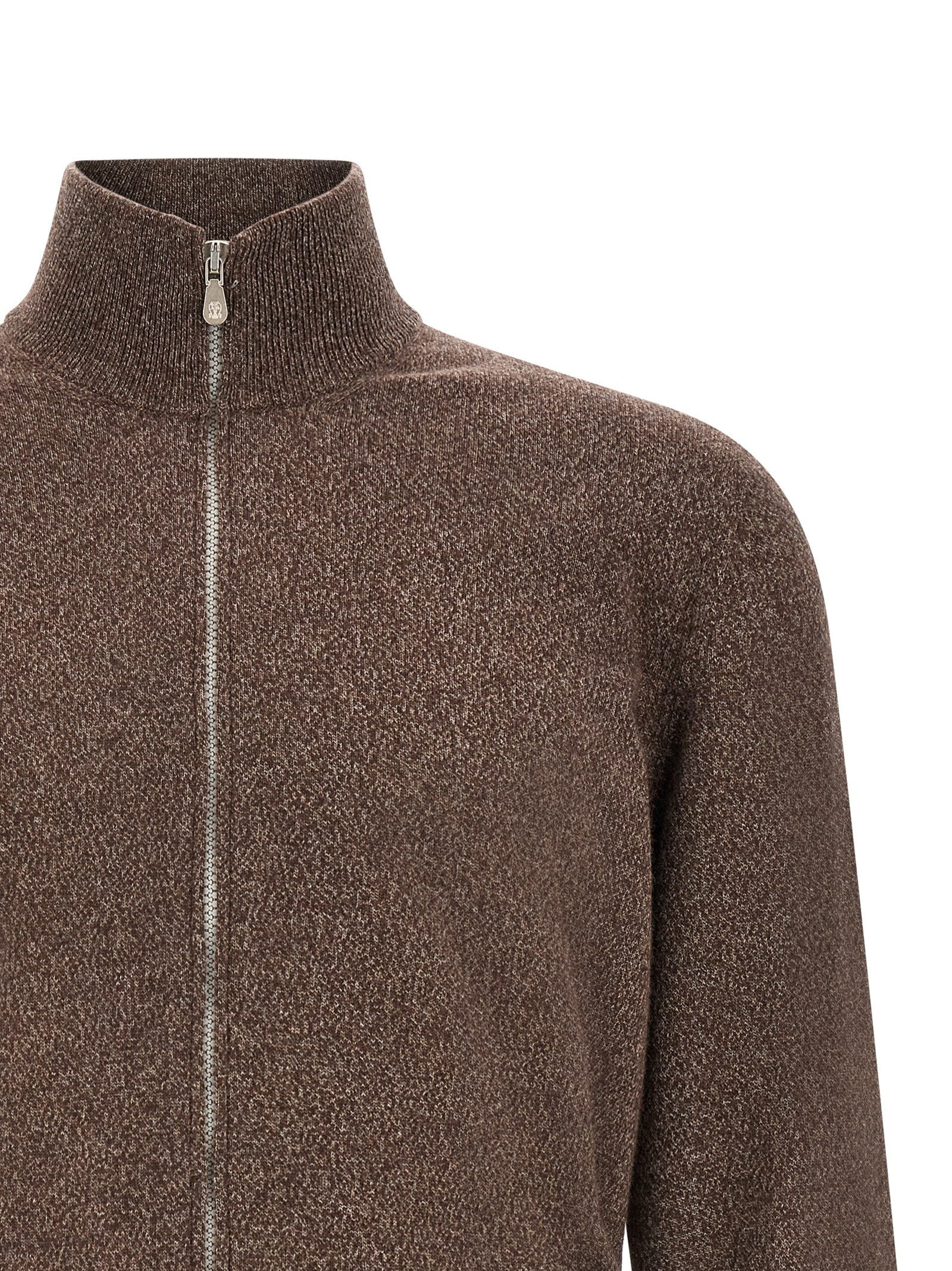 Brunello Cucinelli High Neck Cardigan Brown