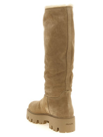 PRADA High Suede Boots Beige