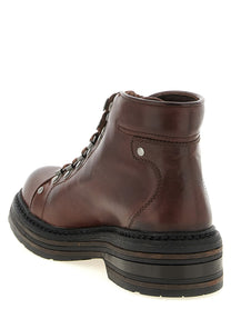 Miu Miu Hiking Leather Ankle Boots Brown