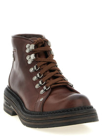 Miu Miu Hiking Leather Ankle Boots Brown