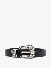 Golden Goose Women's Hip Lace Leather Belt Black