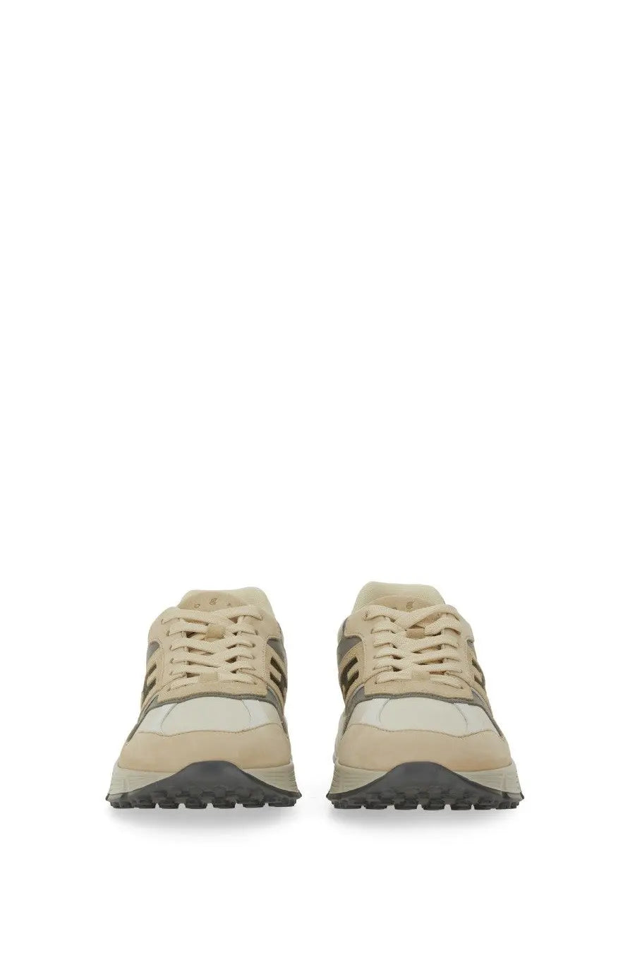 Hogan men’s hyperlight sneaker in beige and taupe suede with a chunky rubber sole for casual wear