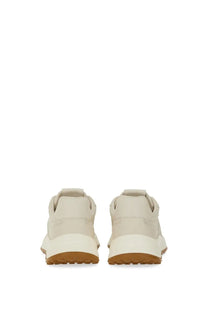 Hogan men’s hyperlight cream-colored leather sneakers with chunky white midsole and tan rubber outsole