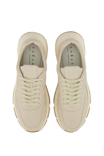 Cream-colored hogan men’s hyperlight sneakers with chunky sole and minimalist design in white leather