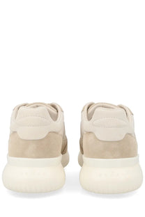 Hogan men’s interactive³ sneaker in beige and cream suede with chunky white rubber sole for casual wear