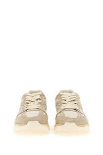 Hogan men’s sneaker beige featuring beige suede and white mesh with a chunky translucent sole for casual wear
