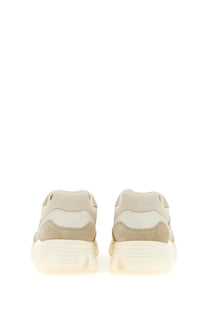 Hogan men’s sneaker beige with beige and white suede and mesh upper and thick translucent rubber sole