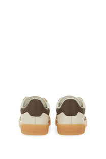 Cream-colored hogan men’s sneaker cool multicolor with brown accents and gum rubber sole for casual wear