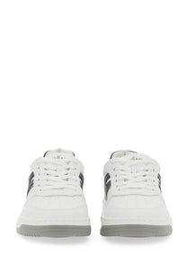 Hogan men’s sneaker h630 in white low-top leather with black side stripes and gray rubber sole for casual wear