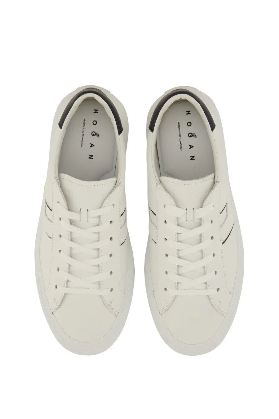 Hogan men’s sneaker H691 white leather with black accents featuring a minimalist design and comfortable fit
