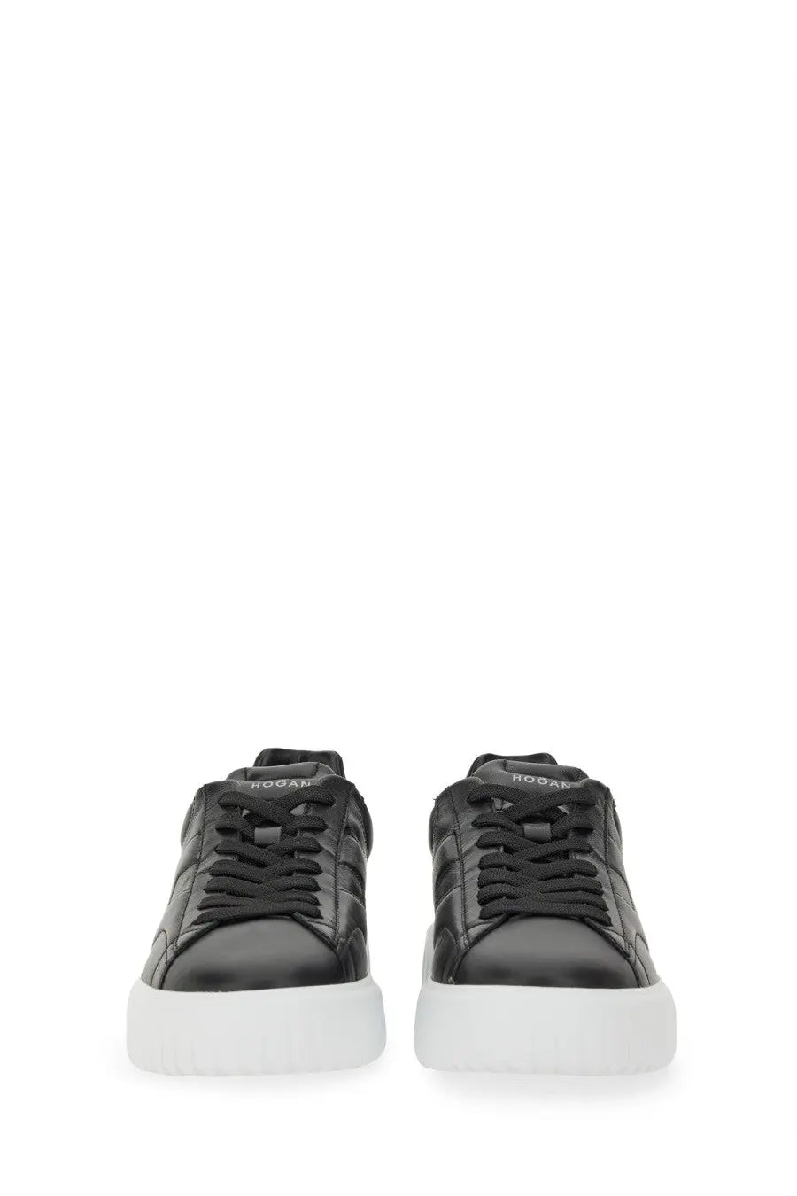Hogan men’s sneaker stripes black black leather sneakers with quilted detailing and white rubber sole