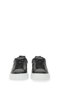 Hogan men’s sneaker stripes black black leather sneakers with quilted detailing and white rubber sole