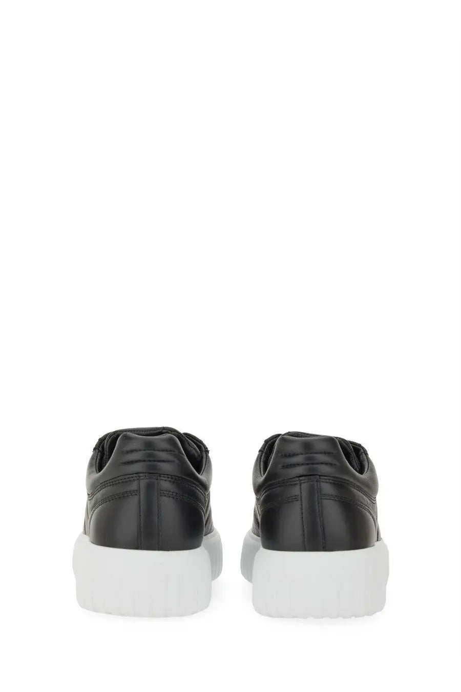 Hogan men’s sneaker stripes black leather sneakers with thick white rubber sole for casual wear