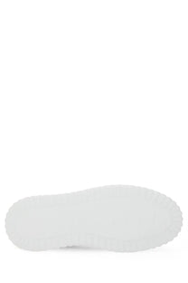 White rubber sole with textured raised edge on hogan men’s sneaker stripes black