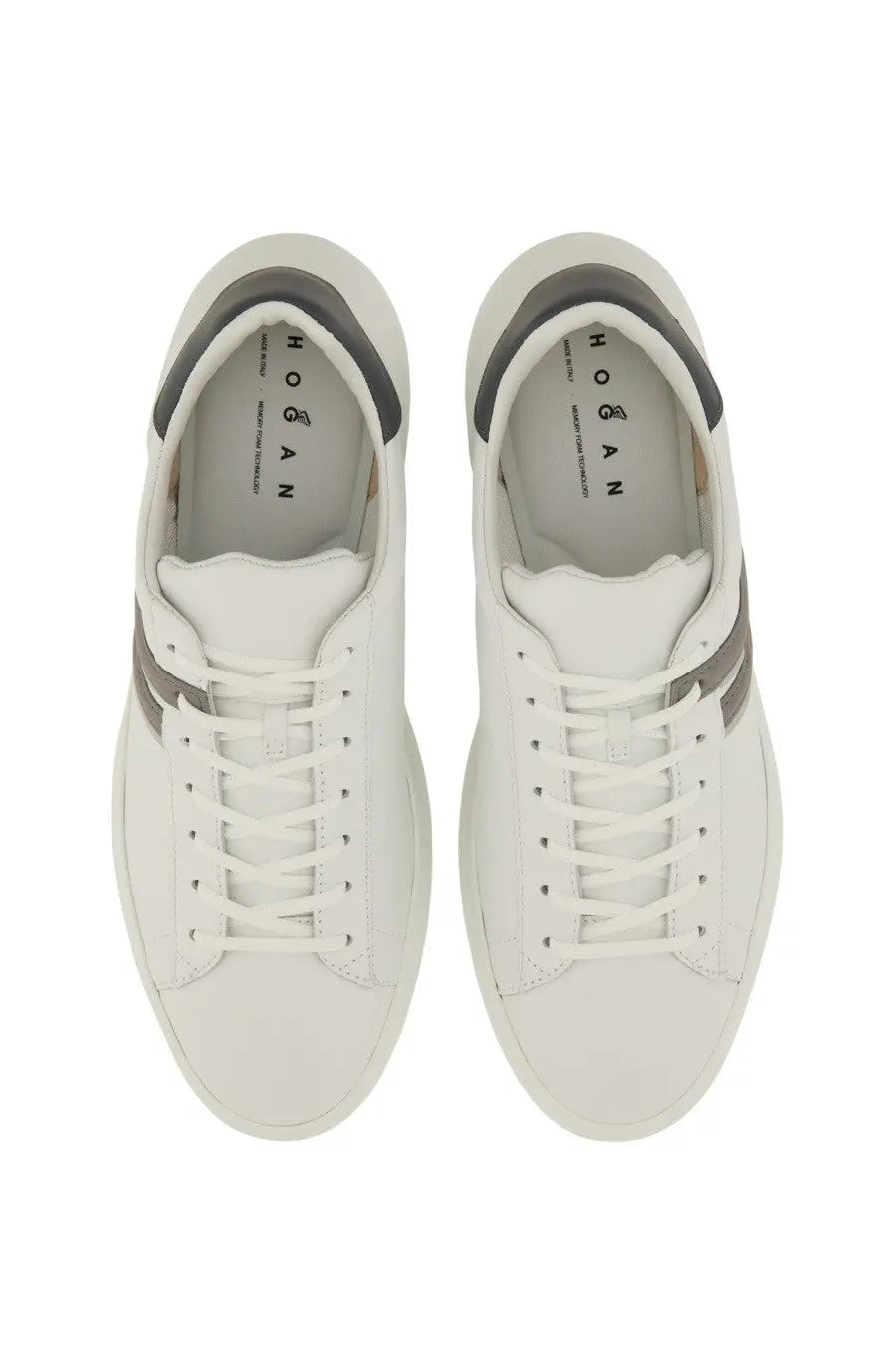 Hogan men’s sneakers h580 white leather with gray accents and minimalist design for casual wear