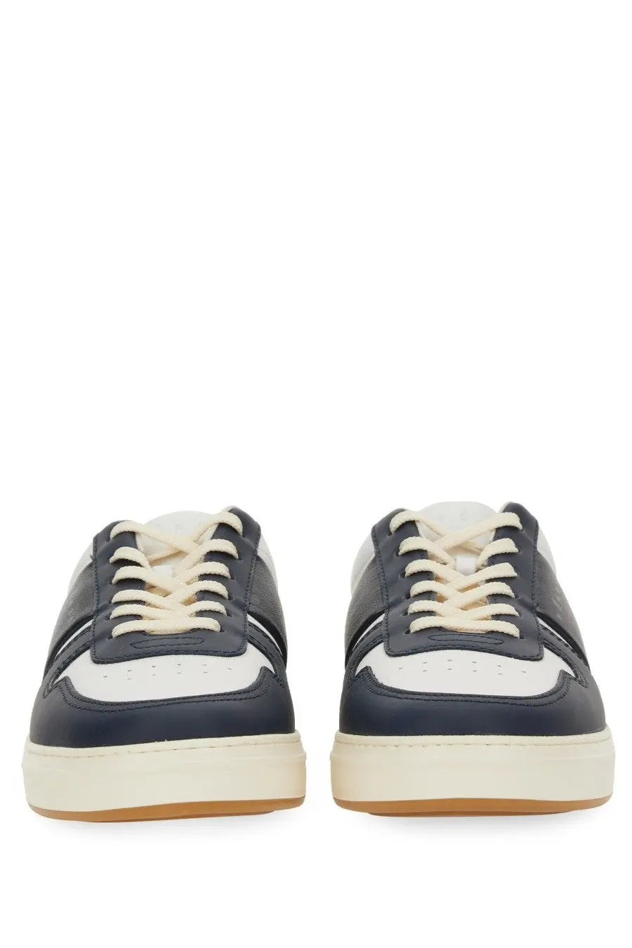 Hogan men’s Hogan TV sneaker blue navy and white leather low-top sneakers with cream laces and chunky sole