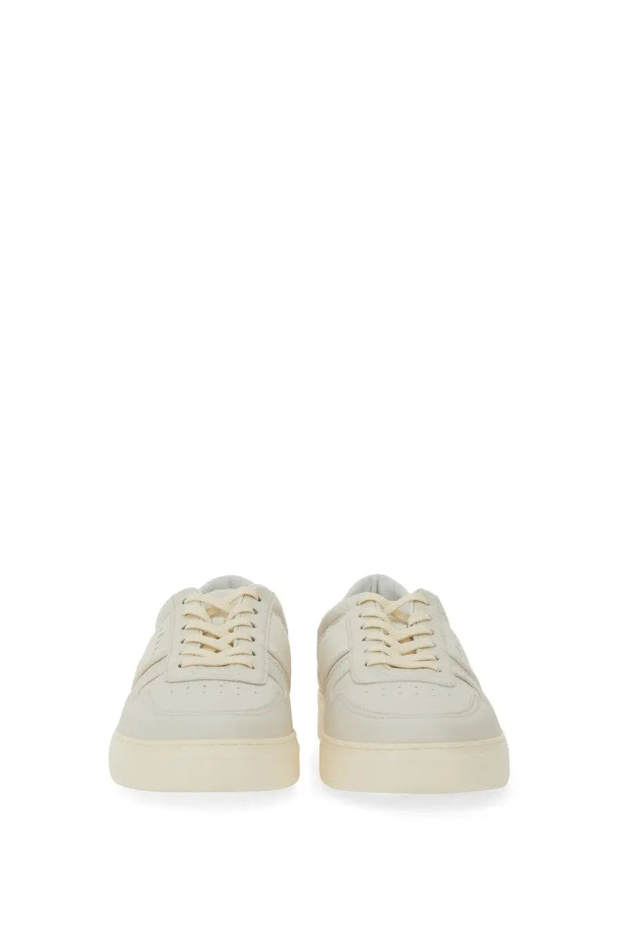 Cream-colored suede low-top Hogan men’s TV sneaker with a clean minimalist design and matching laces