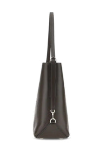 Hogan women’s hobo bag hocket medium brown black leather tote bag with single shoulder strap and silver metal hardware