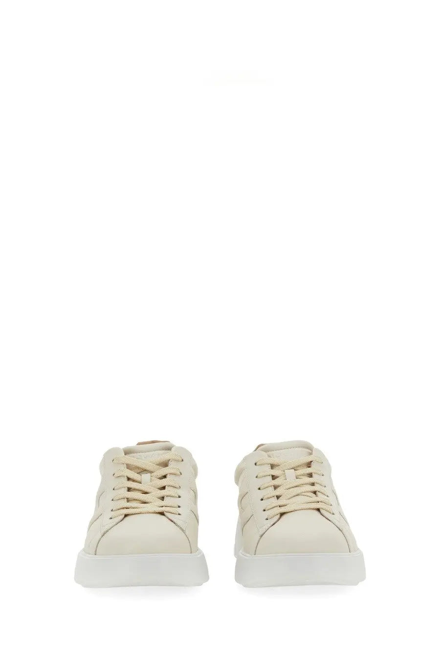 Hogan women’s rebel sneaker multicolor cream leather low-top sneaker with white rubber soles and minimalist design