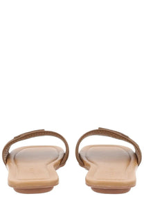 Hogan women’s sandalo flat brown leather slide sandals with minimalist design and subtle stitching details