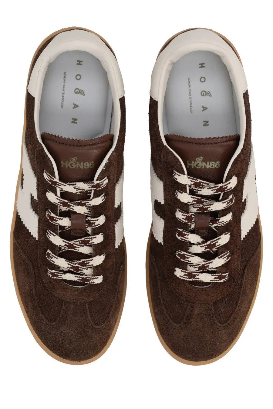 Hogan women’s sneaker cool brown brown suede hogan hon86 sneakers with white stripes and patterned laces