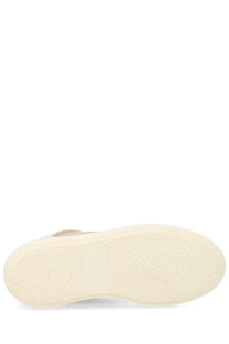 Beige suede high-top Hogan women’s sneaker crosswind with white rubber sole visible from the back side